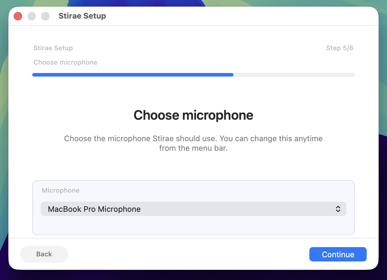 Setup: Pick microphone